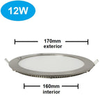 PANEL LED REDONDO EMPOTRAR 12w 3000K NIQUEL *