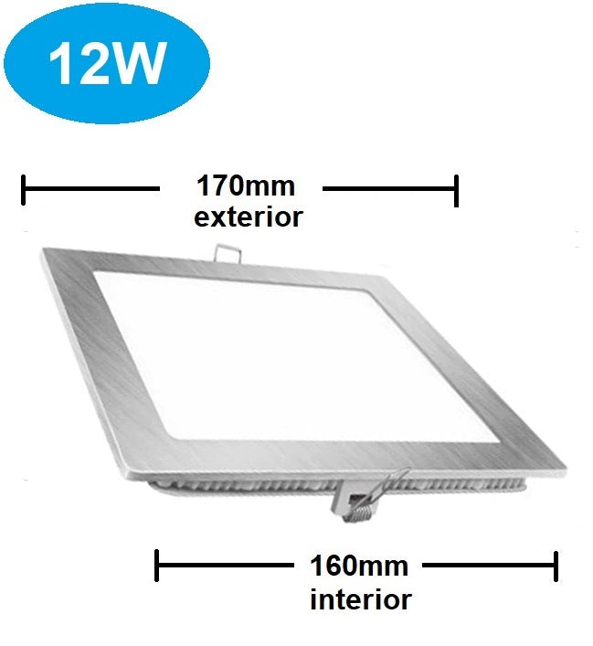 PANEL LED EMPOTRAR CUADRADO 12w 3000K NIQUEL *