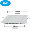 PANEL LED EMPOTRAR CUADRADO 6w 3000K *