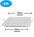 PANEL LED EMPOTRAR CUADRADO 6w 3000K *