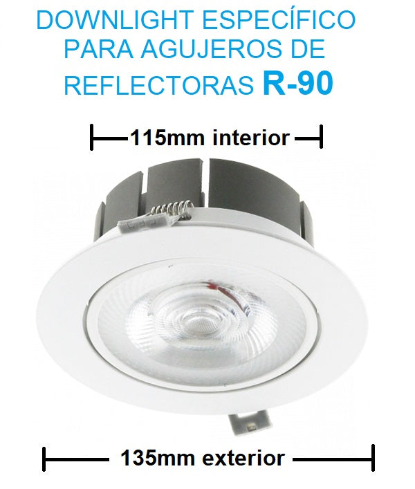 DOWNLIGHT ESPECIAL AGUJERO DE R-90 de 15W 3000K