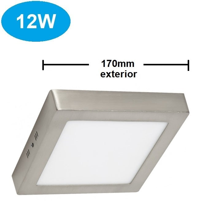 PANEL LED SUPERFICIE CUADRADO 12w 3000K NIQUEL *