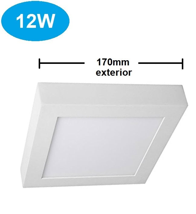 PANEL LED SUPERFICIE CUADRADO 12w 6000K  *