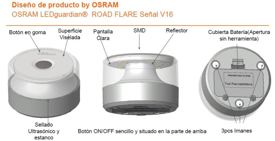 Pack de 18 uds BALIZA COCHE OSRAM V16 HOMOLOG. DGT