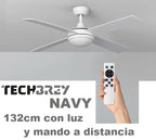 VENTILADOR TECHO BLANCO 4 PALAS 132cm LUZ Y MANDO