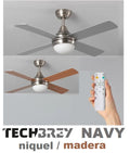 VENTILADOR TECHO NAVY NIQUEL/MADERA 4 PALAS LUZ