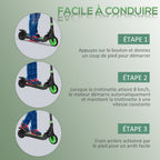 Trottinette électrique enfants 6 ans + pliable scooter électrique vitesse 8 km/h 71x36,5x75-80cm, aluminium, acier, vert-4