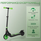 Trottinette électrique enfants 6 ans + pliable scooter électrique vitesse 8 km/h 71x36,5x75-80cm, aluminium, acier, vert-3