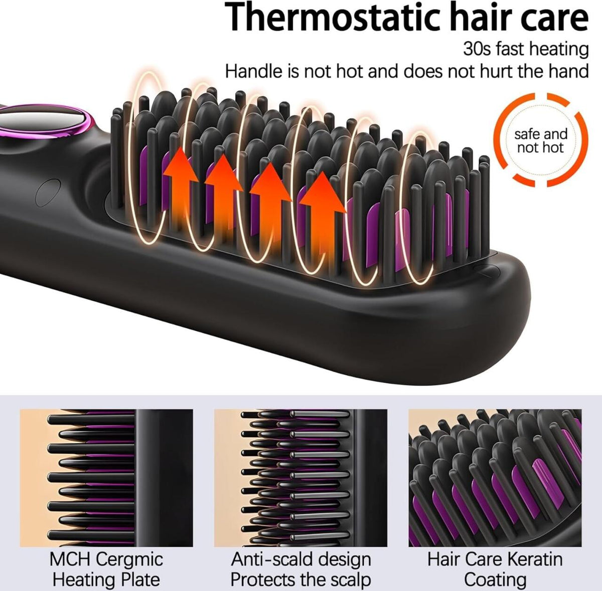 Cepillo Alisador Inalámbrico y Portátil – Cabello Liso al Instante, en Cualquier Lugar