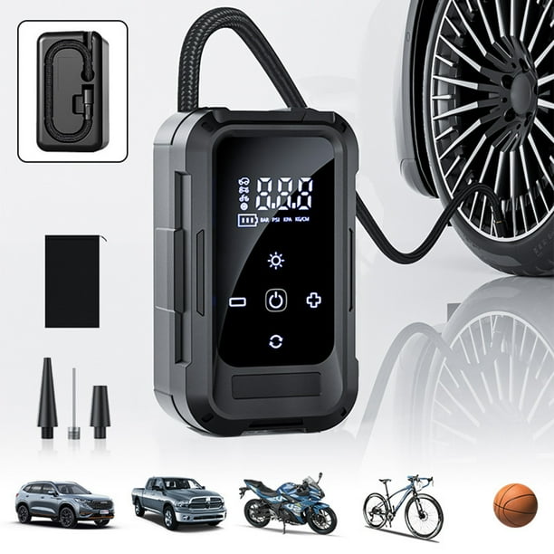 Compresor de Aire Eléctrico Portátil | Inflado Automático + Pantalla LCD