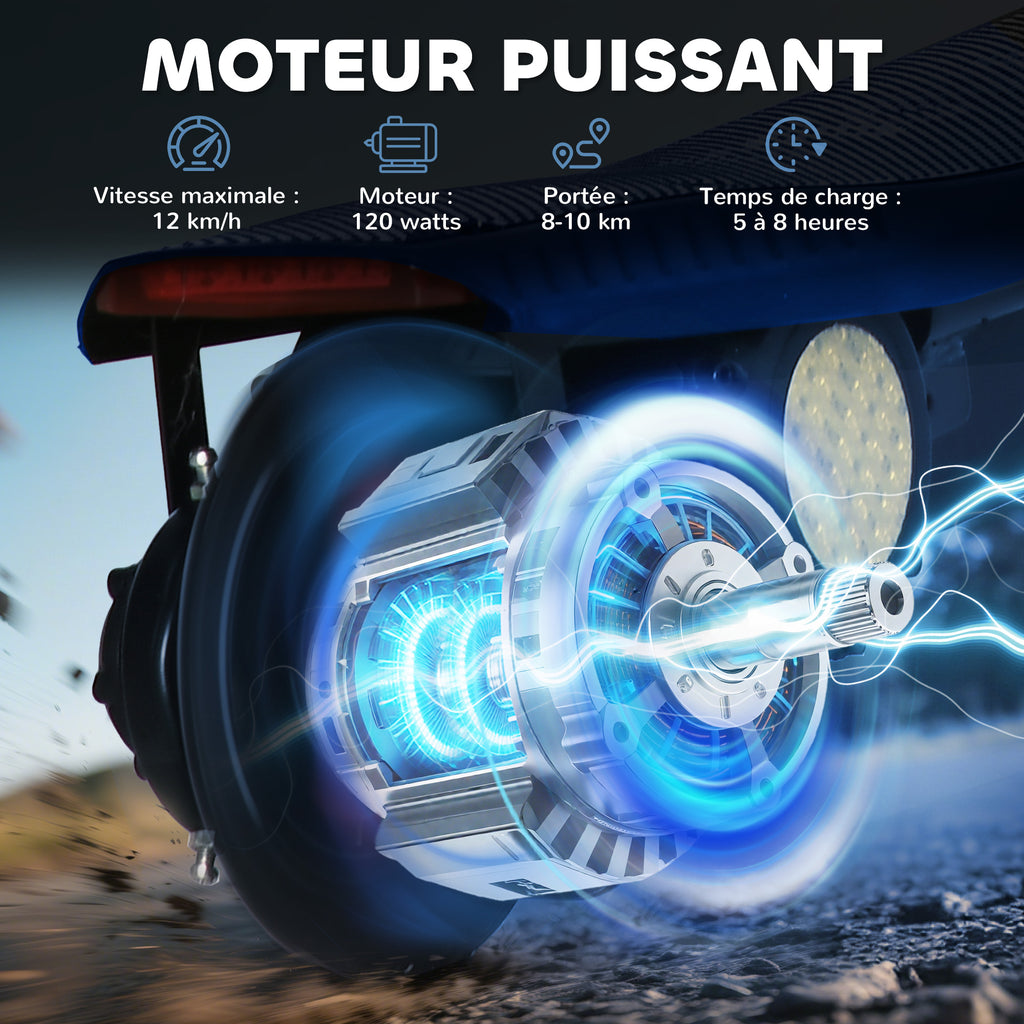 Trottinette électrique 120 W pliable pour enfant 7-14 ans 12 Km/h max. autonomie 10 Km max. bleu-5