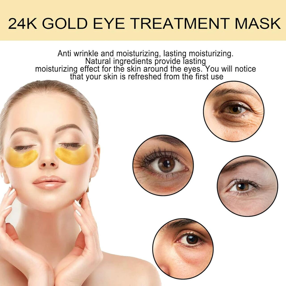 EELHOE Parches de Oro 24K – Tratamiento de Lujo para Ojeras e Hinchazón 👁️💛 60 Pcs