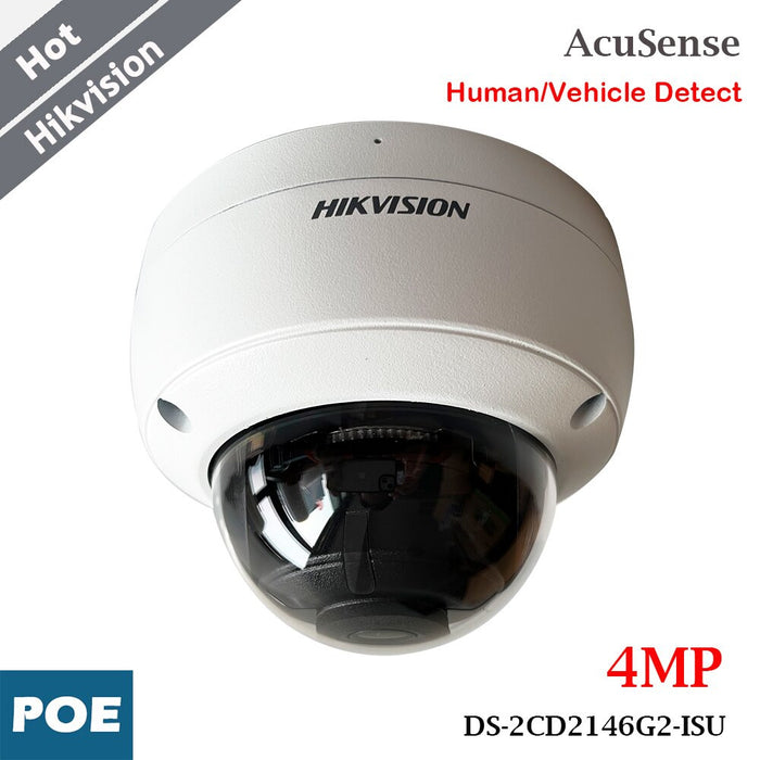 Caméra dôme IP Hikvision DS-2CD2146G2-ISU AcuSense 4 MP, 2,8 mm, PoE