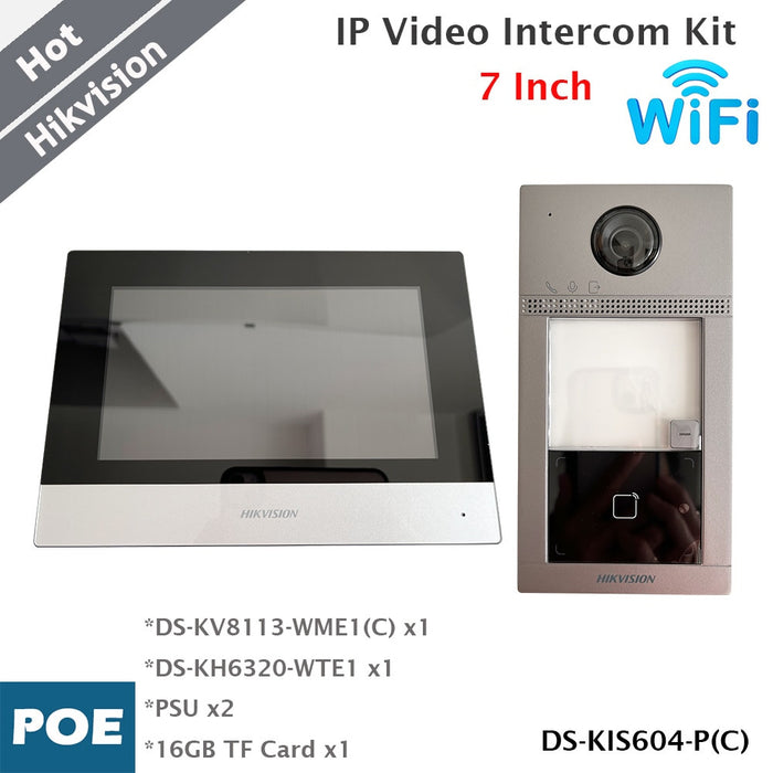 Kit interphone vidéo IP Hikvision DS-KIS604-P(C), écran tactile 7 pouces