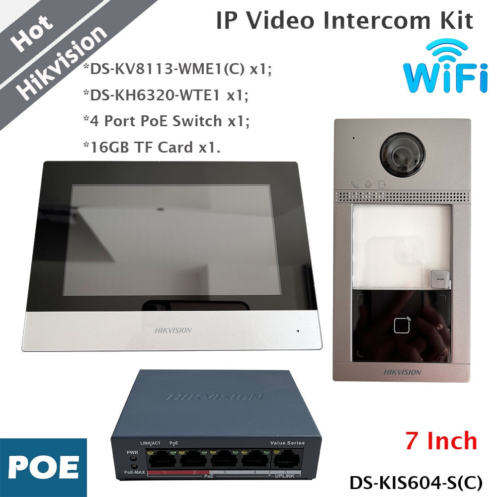 Hikvision DS-KIS604-S(C) Wi-Fi IP video intercom kit with 7-inch monitor
