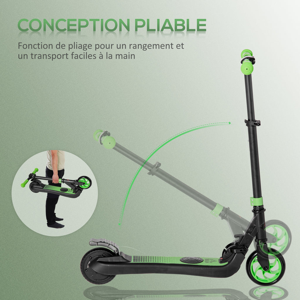 Trottinette électrique enfants 6 ans + pliable scooter électrique vitesse 8 km/h 71x36,5x75-80cm, aluminium, acier, vert-5