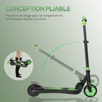 Trottinette électrique enfants 6 ans + pliable scooter électrique vitesse 8 km/h 71x36,5x75-80cm, aluminium, acier, vert-5