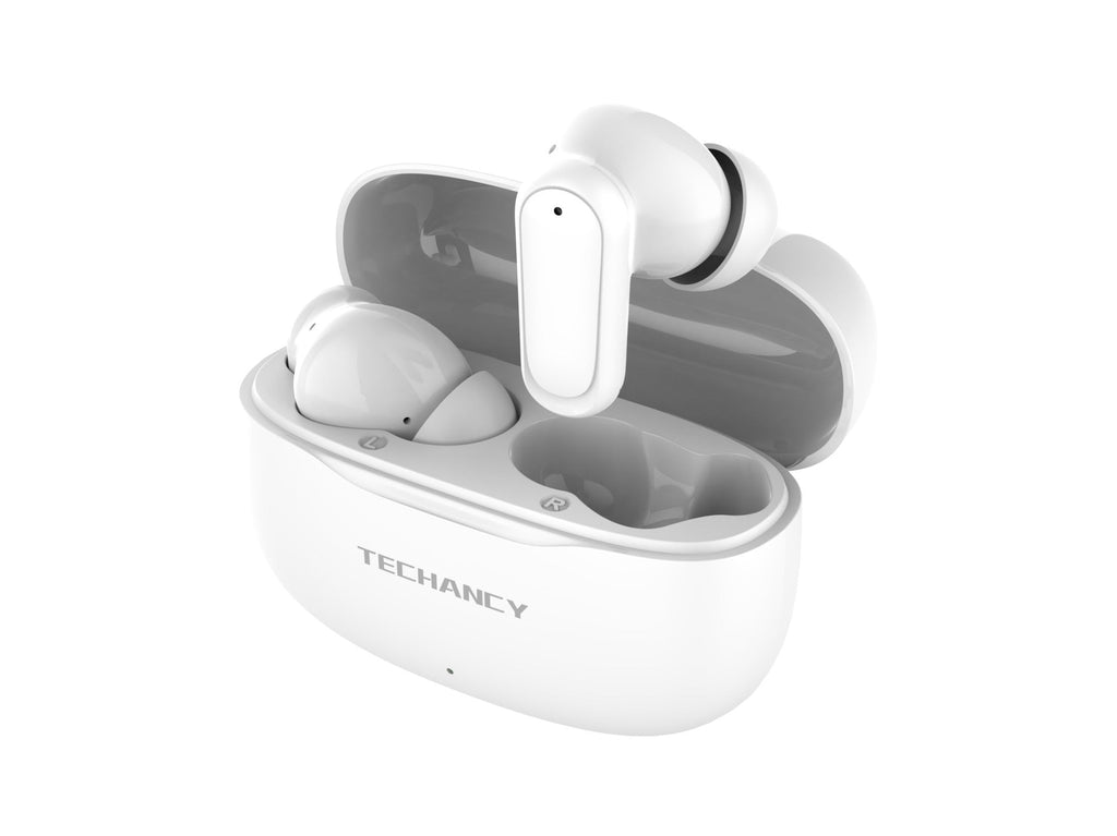 Techancy Auriculares Bluetooth TWS Wireless 5.4 KP2715 Microfone HD Toque inteligente USB C para Android iPhone Branco-1