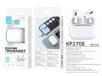 Techancy Tws Wireless Headset Pro White KP2708, Bluetooth 5.3, Auricular Estéreo Com Conversação, Reprodução De Música 5h-4