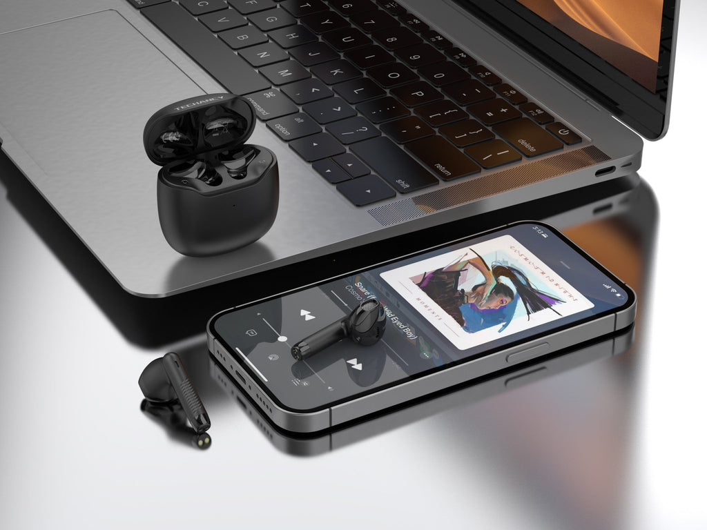 Techancy Auricular TWS KP2709 Sem Fios 5.3 Bluetooth Porta Type C Distancia de 10m 5h de Musica Estojo de Carga 320mAh Preto-2