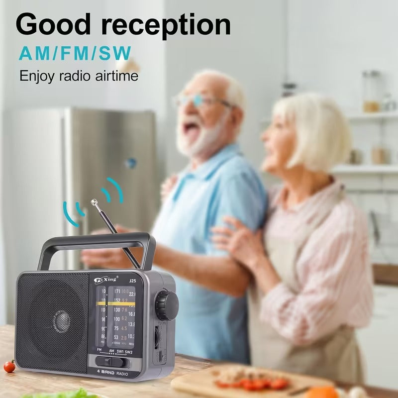 AM/FM transistor radio with USB charging