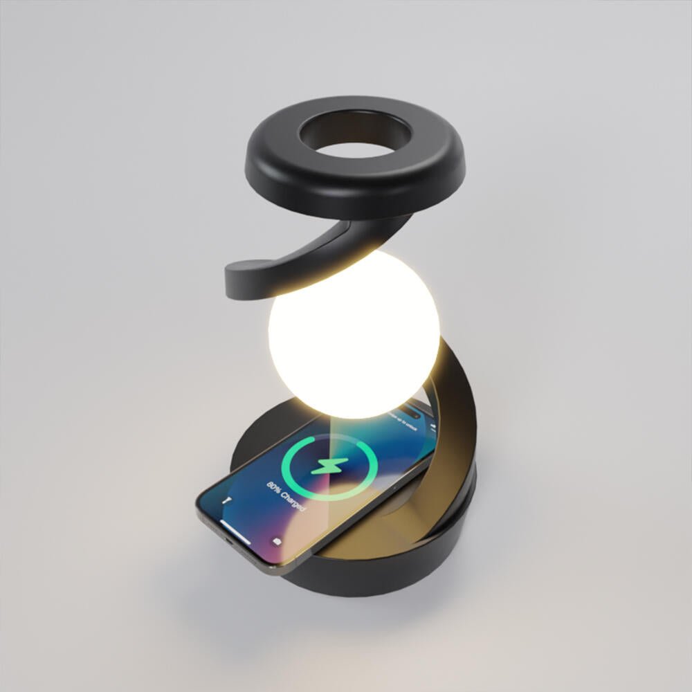 Lámpara Luna Levitante 3D LED con Carga Inalámbrica