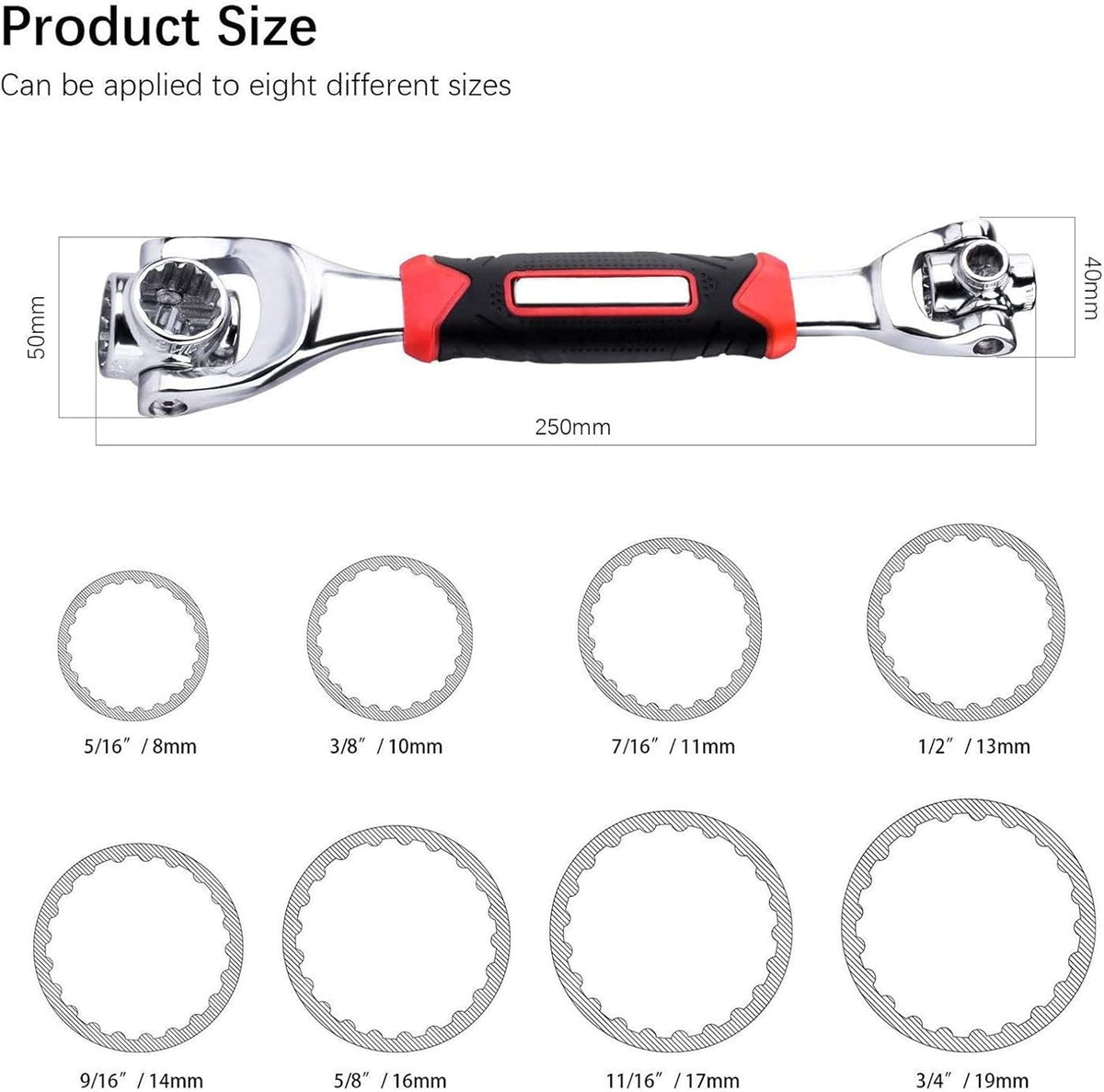 Llave de Tubo Universal 48 en 1 – Herramienta Multifuncional Ajustable 360°