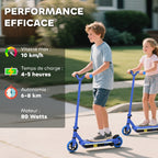 Trottinette électrique pour enfants 6-14 ans, vitesse maximale 10 km/h, lumières LED colorées, frein électrique, bleu-5