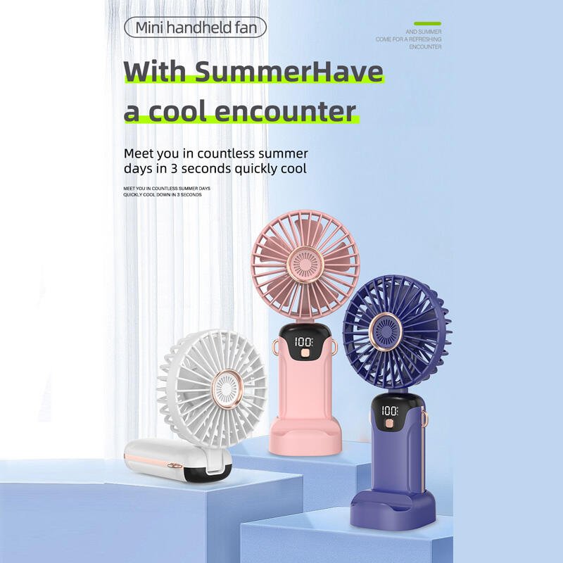 Mini Ventilador de Mano con Pantalla Digital LED 5 Velocidades | Portátil y Potente