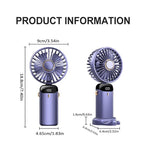 Mini Ventilador de Mano con Pantalla Digital LED 5 Velocidades | Portátil y Potente
