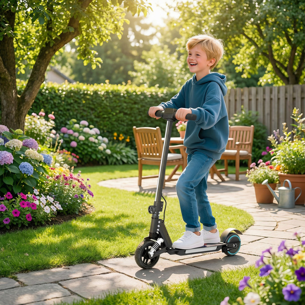 Trottinette électrique pour enfants 6-14 ans scooter électrique pliable pour enfants vitesse max 14 km/h aluminium noir-1