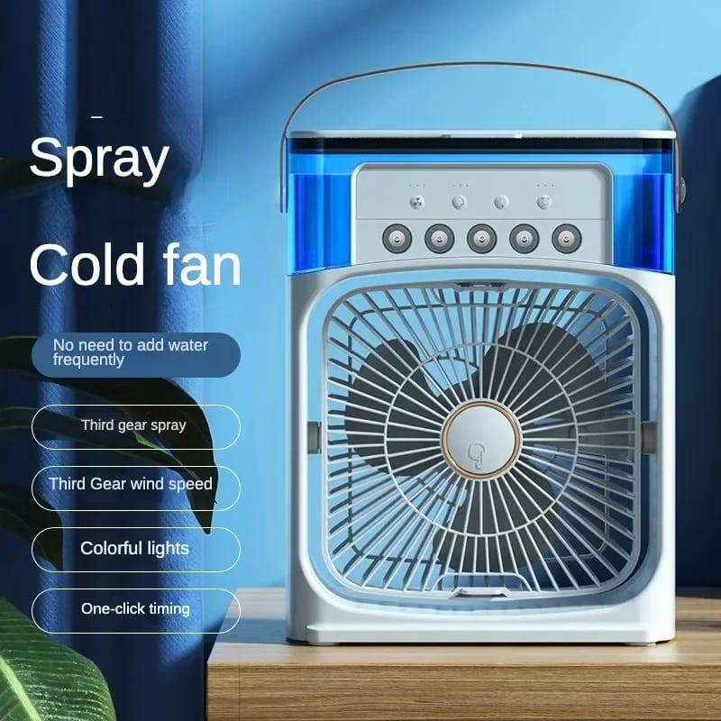 Ventilador de Aire Frío con Pulverizadores de Agua y Luz RGB