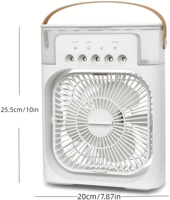 Ventilador de Aire Frío con Pulverizadores de Agua y Luz RGB