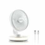 Ventilador de Escritorio Recargable con Luz LED – Silencioso, Portátil y Oscilante