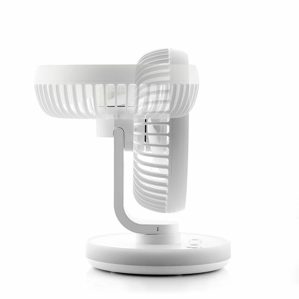 Ventilador de Escritorio Recargable con Luz LED – Silencioso, Portátil y Oscilante
