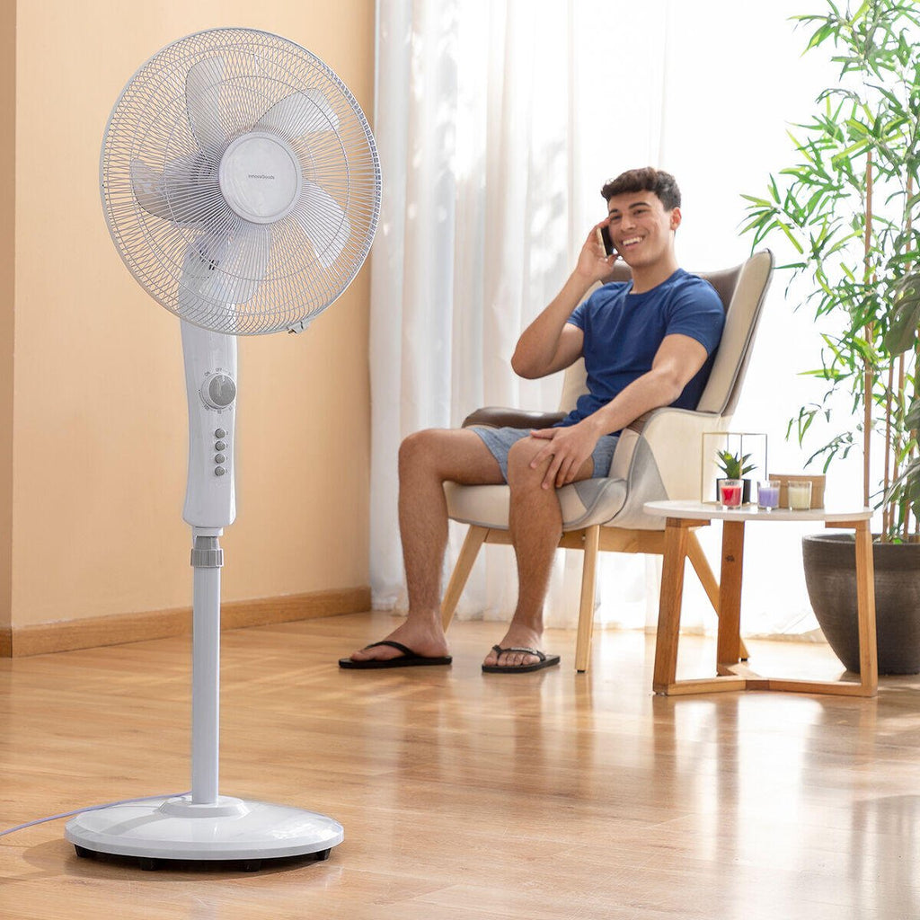 Ventilador de Pie Silencioso 45W con Temporizador Freshinn Blanco