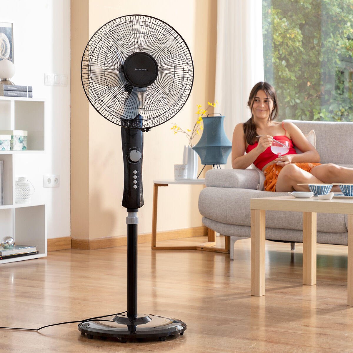 Ventilador de Pie Silencioso 45W con Temporizador Freshinn Negro