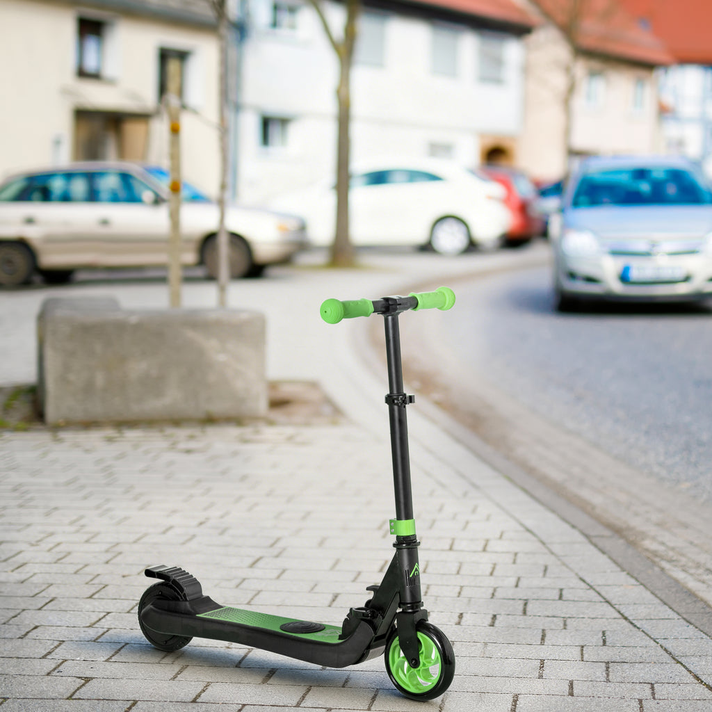 Trottinette électrique enfants 6 ans + pliable scooter électrique vitesse 8 km/h 71x36,5x75-80cm, aluminium, acier, vert-1